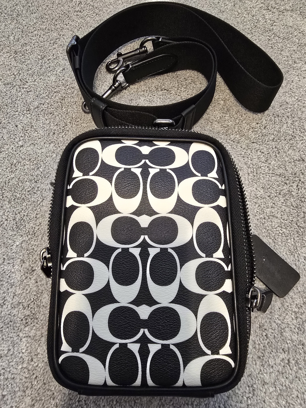 Coach Black & White Signature Mini Crossbody